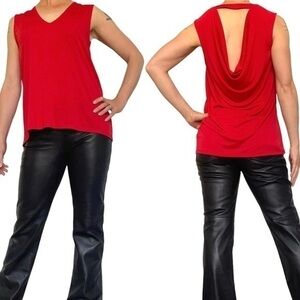 Robert Rodriguez Tyler Red Drape Back Sleeveless Top Blouse